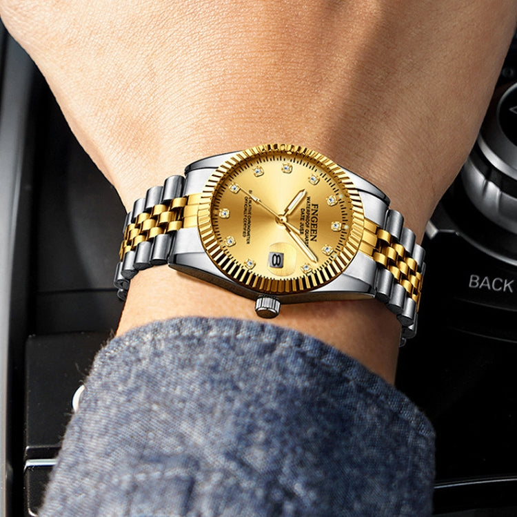 FNGEEN 7008 Men Fashion Diamond Dial Watch Couple Watch, Full Gold Gold Surface, Full Gold Black Surface, Full Gold White Surface, Golden Surface, Gold Black Sueface, Golden White Surface, Brown Leather Full Gold Surface��������������������������������...