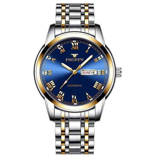FNGEEN 4002 Men Roman Numeral Dial Sports Watch Student Luminous Quartz Watch, Between Gold Blue Surface, Between Gold Black Surface, Between Gold White Surface, White Steel Blue Surface, White Steel Black Surface, Brown Leather And Gold Blue Surface��...