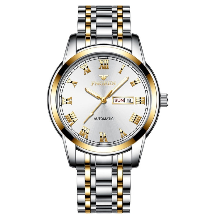 FNGEEN 4002 Men Roman Numeral Dial Sports Watch Student Luminous Quartz Watch, Between Gold Blue Surface, Between Gold Black Surface, Between Gold White Surface, White Steel Blue Surface, White Steel Black Surface, Brown Leather And Gold Blue Surface��...
