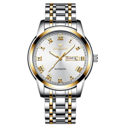 FNGEEN 4002 Men Roman Numeral Dial Sports Watch Student Luminous Quartz Watch, Between Gold Blue Surface, Between Gold Black Surface, Between Gold White Surface, White Steel Blue Surface, White Steel Black Surface, Brown Leather And Gold Blue Surface��...