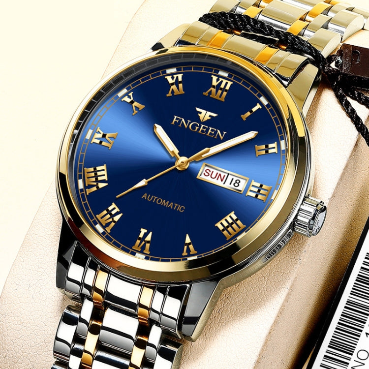 FNGEEN 4002 Men Roman Numeral Dial Sports Watch Student Luminous Quartz Watch, Between Gold Blue Surface, Between Gold Black Surface, Between Gold White Surface, White Steel Blue Surface, White Steel Black Surface, Brown Leather And Gold Blue Surface��...