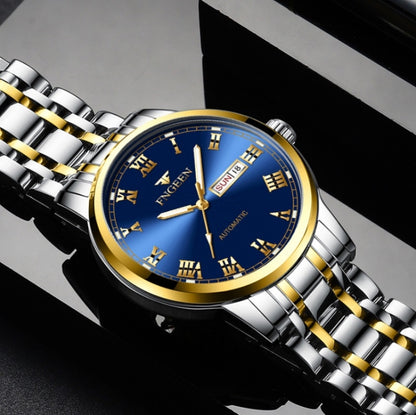 FNGEEN 4002 Men Roman Numeral Dial Sports Watch Student Luminous Quartz Watch, Between Gold Blue Surface, Between Gold Black Surface, Between Gold White Surface, White Steel Blue Surface, White Steel Black Surface, Brown Leather And Gold Blue Surface��...