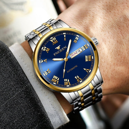 FNGEEN 4002 Men Roman Numeral Dial Sports Watch Student Luminous Quartz Watch, Between Gold Blue Surface, Between Gold Black Surface, Between Gold White Surface, White Steel Blue Surface, White Steel Black Surface, Brown Leather And Gold Blue Surface��...