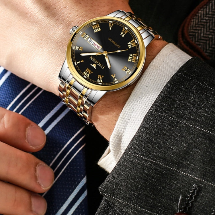 FNGEEN 4002 Men Roman Numeral Dial Sports Watch Student Luminous Quartz Watch, Between Gold Blue Surface, Between Gold Black Surface, Between Gold White Surface, White Steel Blue Surface, White Steel Black Surface, Brown Leather And Gold Blue Surface��...