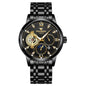 FNGEEN 2166 Men Three-eye Hollow Quartz Watch Student Sports Electronic Watch, Black Steel Black Surface Gold Nails, Between Gold Black Surface, Between Gold Blue Surface, Between Gold White Surface, White Steel White Surface, White Steel Blue Surface�...