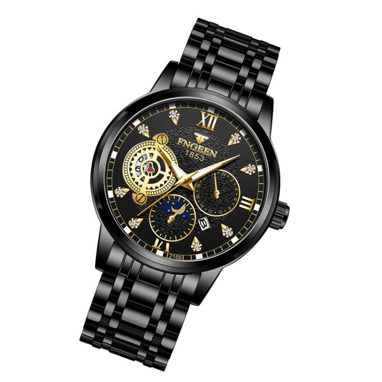 FNGEEN 2166 Men Three-eye Hollow Quartz Watch Student Sports Electronic Watch, Black Steel Black Surface Gold Nails, Between Gold Black Surface, Between Gold Blue Surface, Between Gold White Surface, White Steel White Surface, White Steel Blue Surface�...
