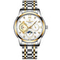 FNGEEN 2166 Men Three-eye Hollow Quartz Watch Student Sports Electronic Watch, Black Steel Black Surface Gold Nails, Between Gold Black Surface, Between Gold Blue Surface, Between Gold White Surface, White Steel White Surface, White Steel Blue Surface�...