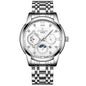 FNGEEN 2166 Men Three-eye Hollow Quartz Watch Student Sports Electronic Watch, Black Steel Black Surface Gold Nails, Between Gold Black Surface, Between Gold Blue Surface, Between Gold White Surface, White Steel White Surface, White Steel Blue Surface�...