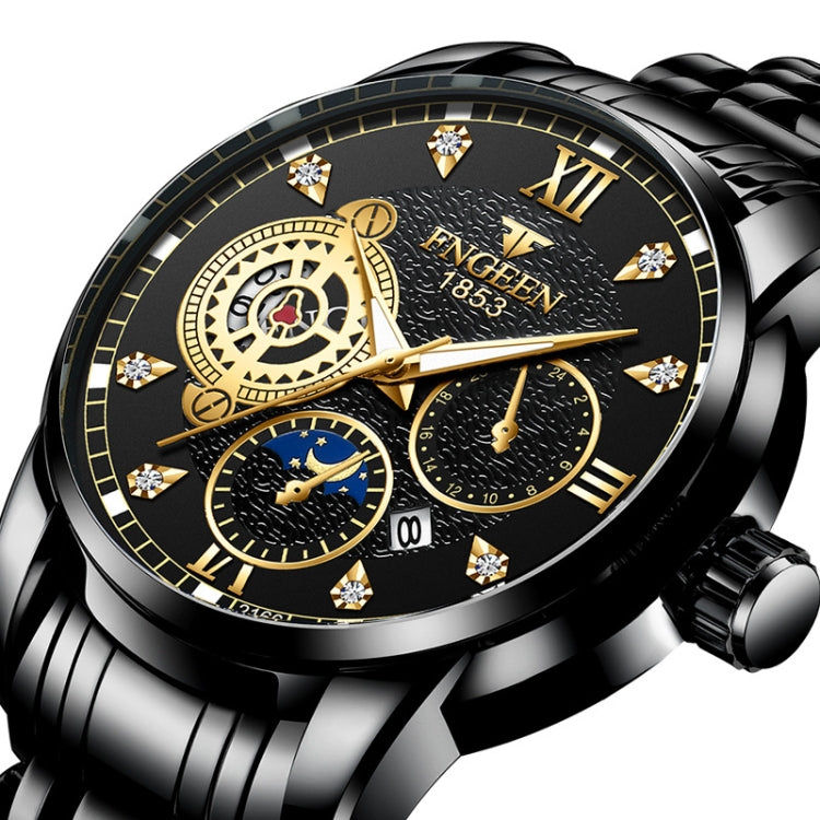 FNGEEN 2166 Men Three-eye Hollow Quartz Watch Student Sports Electronic Watch, Black Steel Black Surface Gold Nails, Between Gold Black Surface, Between Gold Blue Surface, Between Gold White Surface, White Steel White Surface, White Steel Blue Surface�...