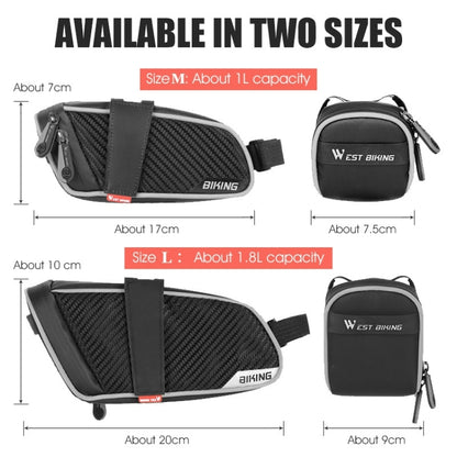 WEST BIKING Bicycle Waterproof Tail Bag Mountain Bike Riding Equipment Saddle Bag, Small (Black Red), Small (Black Gray), Large (Black Red), Large (Black Gray)