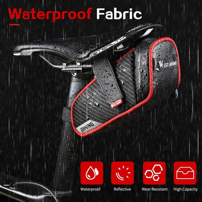 WEST BIKING Bicycle Waterproof Tail Bag Mountain Bike Riding Equipment Saddle Bag, Small (Black Red), Small (Black Gray), Large (Black Red), Large (Black Gray)