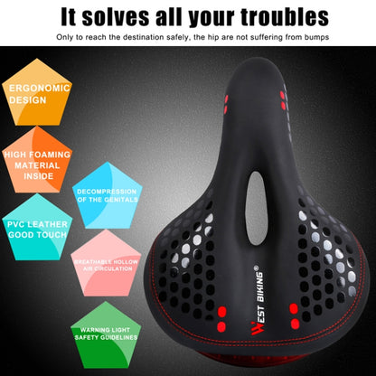 WEST BIKING YP0801083 Bicycle Taillight Thickened Soft And Comfortable Mountain Bike Seat Cushion, Black Blue, BlackRed, Dark Green