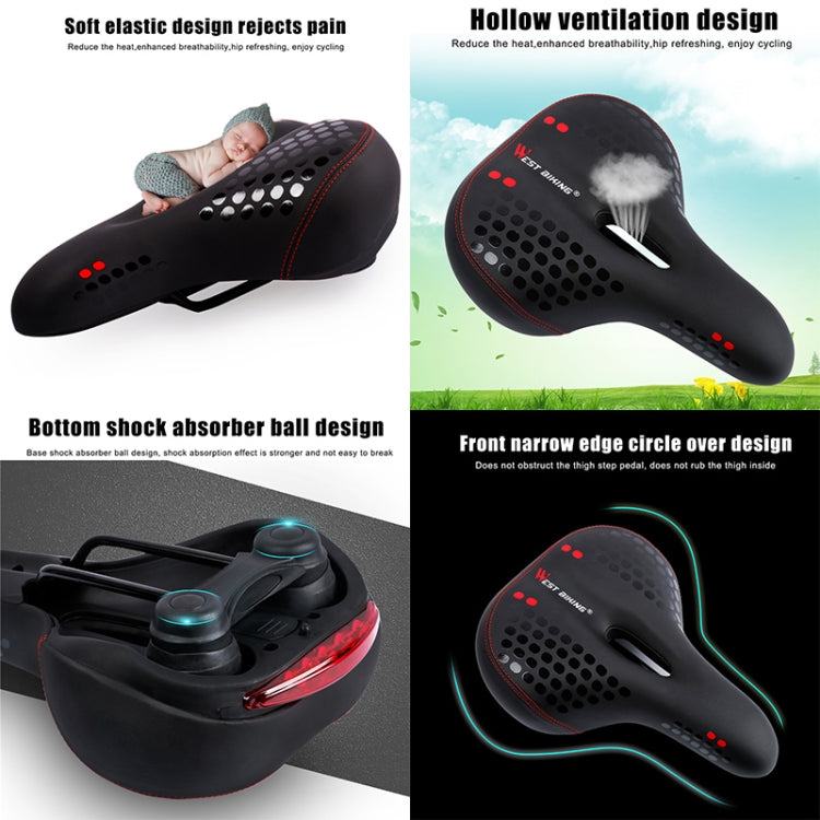 WEST BIKING YP0801083 Bicycle Taillight Thickened Soft And Comfortable Mountain Bike Seat Cushion, Black Blue, BlackRed, Dark Green