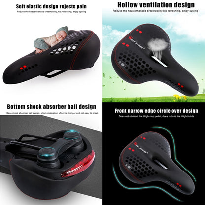 WEST BIKING YP0801083 Bicycle Taillight Thickened Soft And Comfortable Mountain Bike Seat Cushion, Black Blue, BlackRed, Dark Green