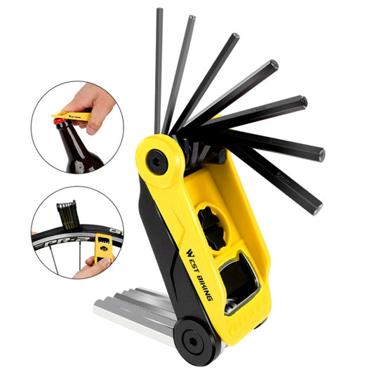 West Biking 16 In 1 Bicycle Repair Tool Multi-Function Wrench Hex Tool Riding Equipment, West Biking 16 In 1  (Black Yellow), West Biking 16 In 1  (Black Red)