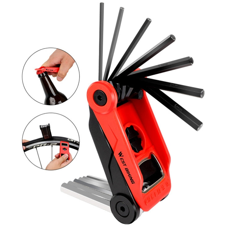 West Biking 16 In 1 Bicycle Repair Tool Multi-Function Wrench Hex Tool Riding Equipment, West Biking 16 In 1  (Black Yellow), West Biking 16 In 1  (Black Red)