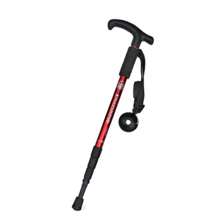 JUNGLELEOPARD Four-Section Curved Handle Aluminum Alloy Trekking Pole, Red#52-110cm, Black#52-110cm, Blue#52-110cm, Silver White#52-110cm