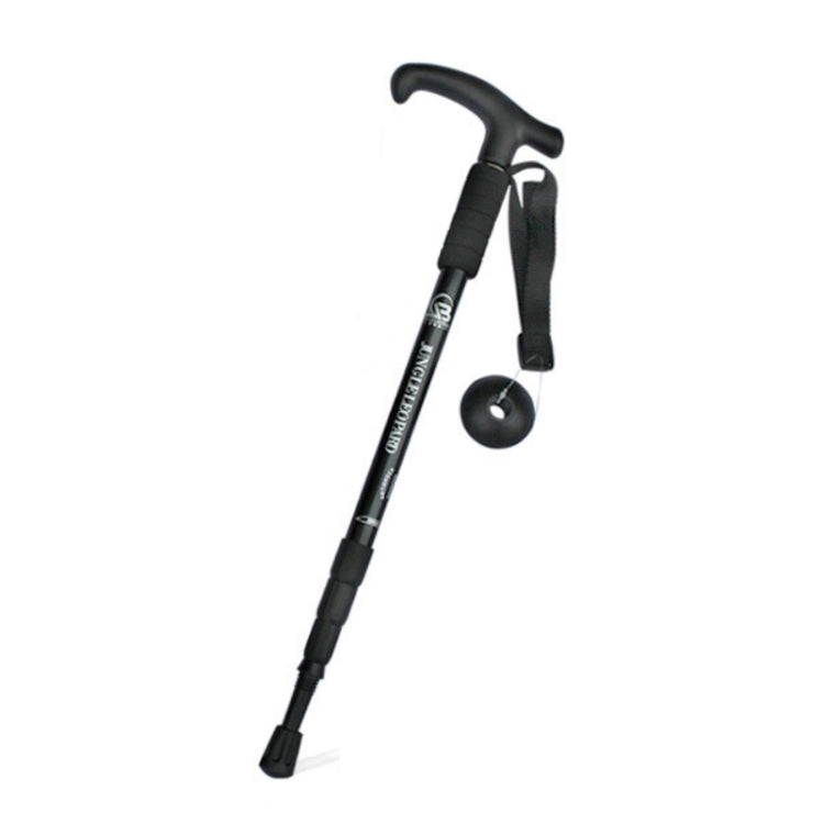 JUNGLELEOPARD Four-Section Curved Handle Aluminum Alloy Trekking Pole, Red#52-110cm, Black#52-110cm, Blue#52-110cm, Silver White#52-110cm