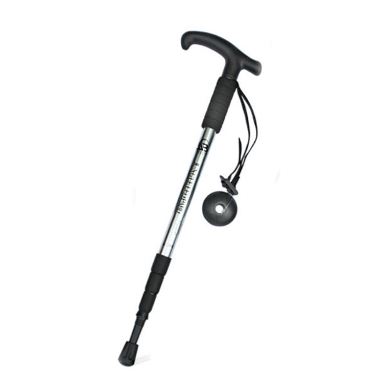 JUNGLELEOPARD Four-Section Curved Handle Aluminum Alloy Trekking Pole, Red#52-110cm, Black#52-110cm, Blue#52-110cm, Silver White#52-110cm