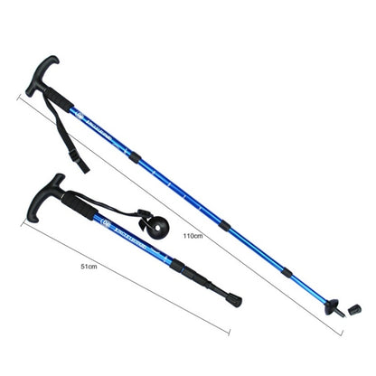 JUNGLELEOPARD Four-Section Curved Handle Aluminum Alloy Trekking Pole, Red#52-110cm, Black#52-110cm, Blue#52-110cm, Silver White#52-110cm