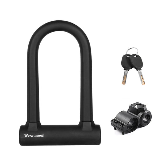 West Biking Bike Lock Motorcycle Wire Lock Anti-Hydraulic Pressure Cut Anti-Theft Lock, U-shaped Lock, U-shaped Lock+Cable