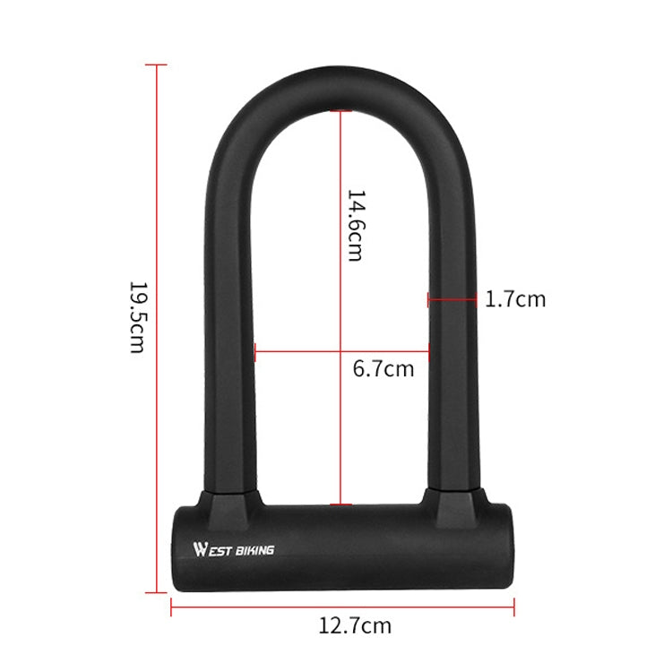 West Biking Bike Lock Motorcycle Wire Lock Anti-Hydraulic Pressure Cut Anti-Theft Lock, U-shaped Lock, U-shaped Lock+Cable