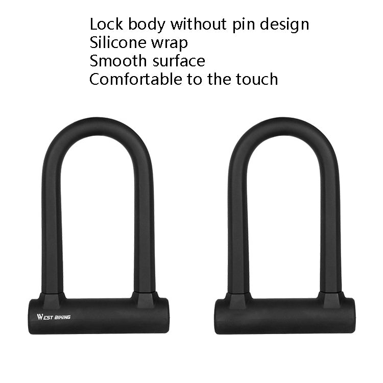 West Biking Bike Lock Motorcycle Wire Lock Anti-Hydraulic Pressure Cut Anti-Theft Lock, U-shaped Lock, U-shaped Lock+Cable