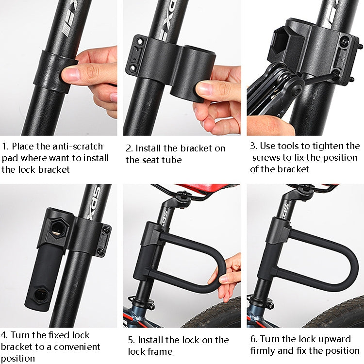 West Biking Bike Lock Motorcycle Wire Lock Anti-Hydraulic Pressure Cut Anti-Theft Lock, U-shaped Lock, U-shaped Lock+Cable