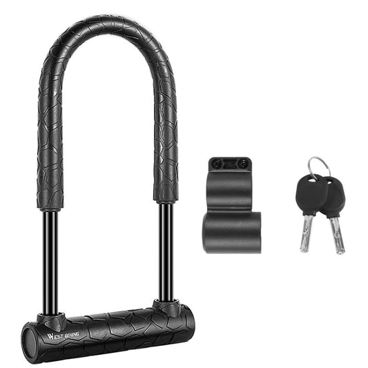 WEST BIKING Bicycle Lock Motorcycle Electric Car Anti-Theft Lock, Long U-shaped Lock, Long U-shaped Lock+Cable