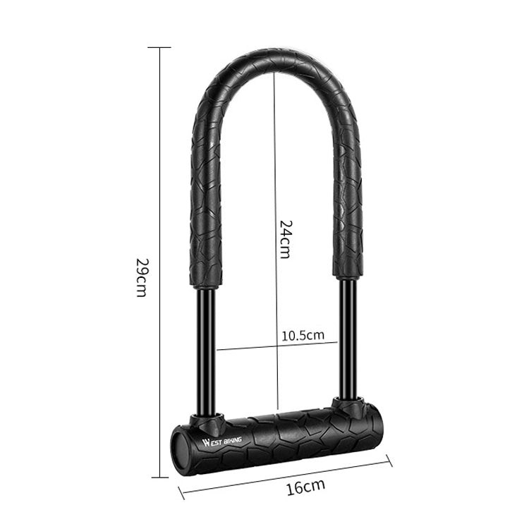 WEST BIKING Bicycle Lock Motorcycle Electric Car Anti-Theft Lock, Long U-shaped Lock, Long U-shaped Lock+Cable