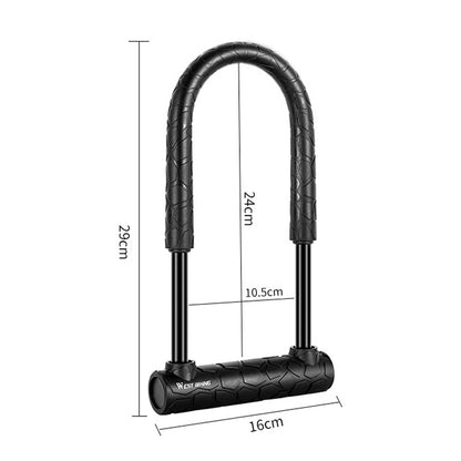 WEST BIKING Bicycle Lock Motorcycle Electric Car Anti-Theft Lock, Long U-shaped Lock, Long U-shaped Lock+Cable