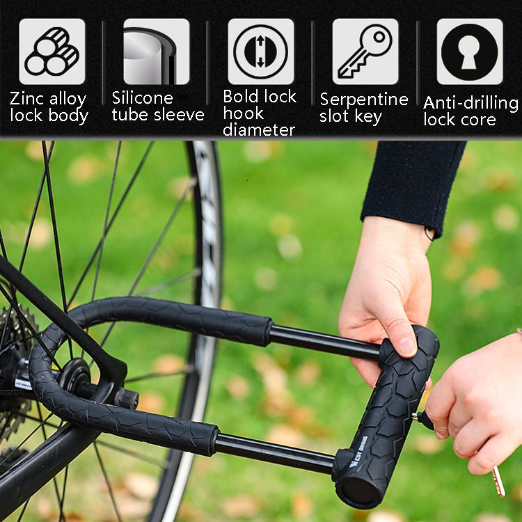 WEST BIKING Bicycle Lock Motorcycle Electric Car Anti-Theft Lock, Long U-shaped Lock, Long U-shaped Lock+Cable