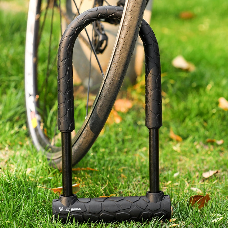 WEST BIKING Bicycle Lock Motorcycle Electric Car Anti-Theft Lock, Long U-shaped Lock, Long U-shaped Lock+Cable