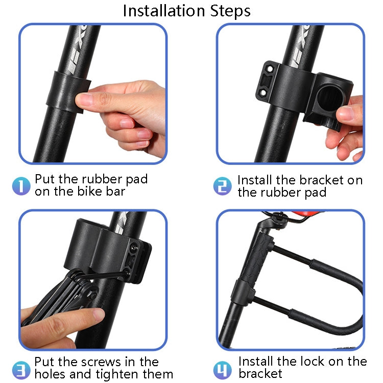 WEST BIKING Bicycle Lock Motorcycle Electric Car Anti-Theft Lock, Long U-shaped Lock, Long U-shaped Lock+Cable