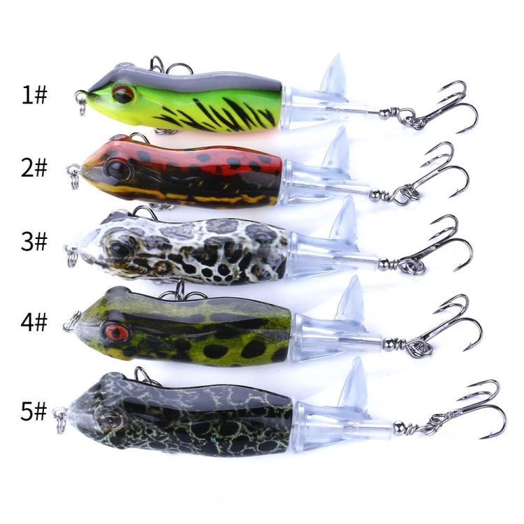 HENGJIA PE021 9.5cm/11g Frog Water Tartr Wood Bait Road Sub-Propeller Fish Bait, 1, 2, 3, 4, 5