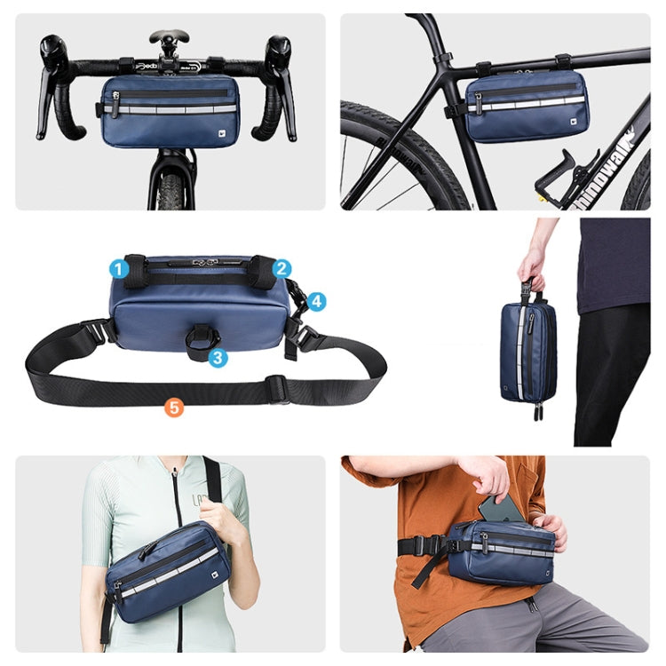 Rhinowalk X20990 Multi-Function Bicycle Front Bag, Black, Gray, Blue