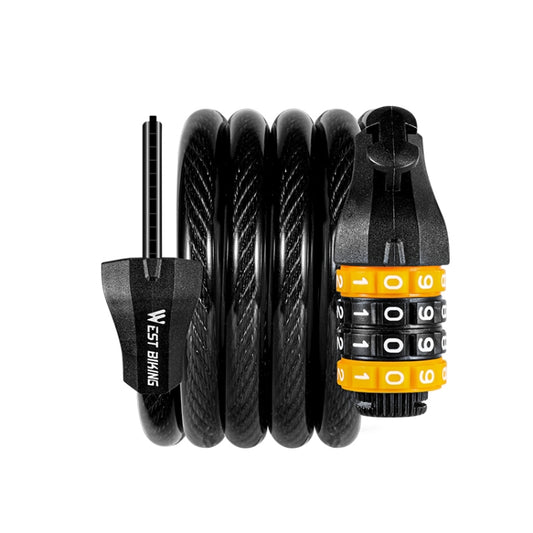WEST BIKING YP0705061-0705062 Bicycle Password Lock Mountain Bicycle Strip Wire Anti-Theft Lock, 1.2M Four-digit, 1.5M Five-digit