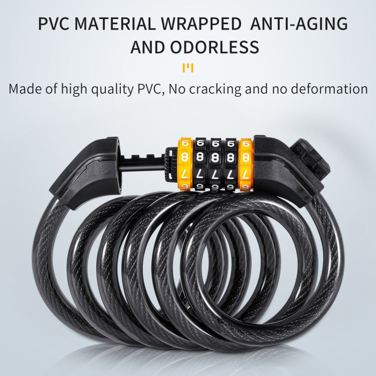 WEST BIKING YP0705061-0705062 Bicycle Password Lock Mountain Bicycle Strip Wire Anti-Theft Lock, 1.2M Four-digit, 1.5M Five-digit