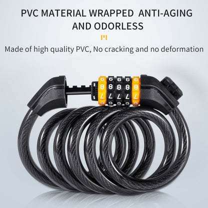 WEST BIKING YP0705061-0705062 Bicycle Password Lock Mountain Bicycle Strip Wire Anti-Theft Lock, 1.2M Four-digit, 1.5M Five-digit