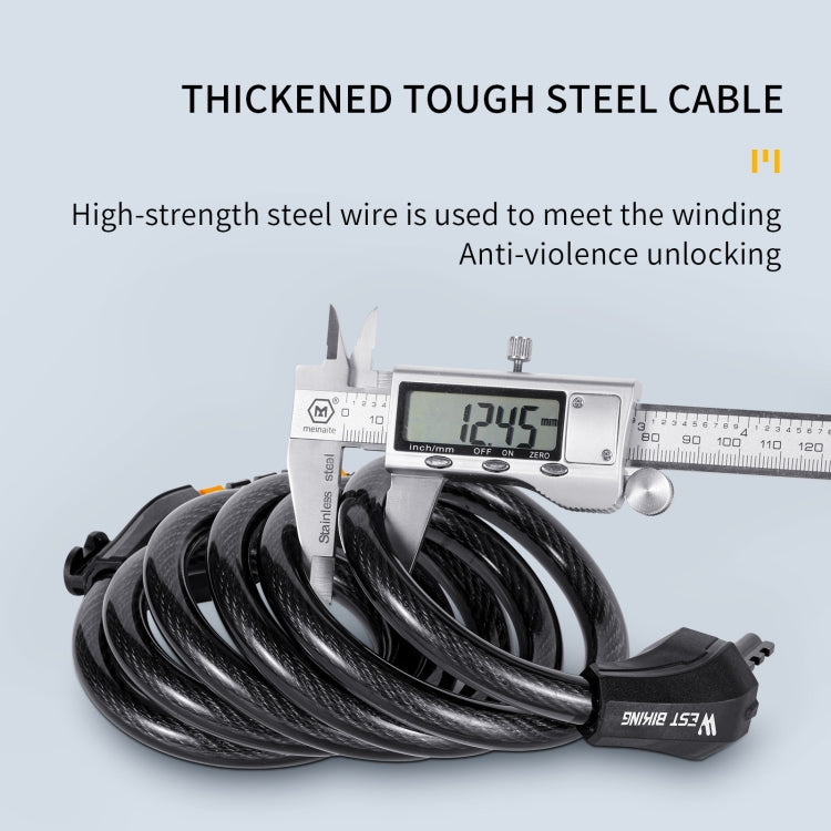 WEST BIKING YP0705061-0705062 Bicycle Password Lock Mountain Bicycle Strip Wire Anti-Theft Lock, 1.2M Four-digit, 1.5M Five-digit
