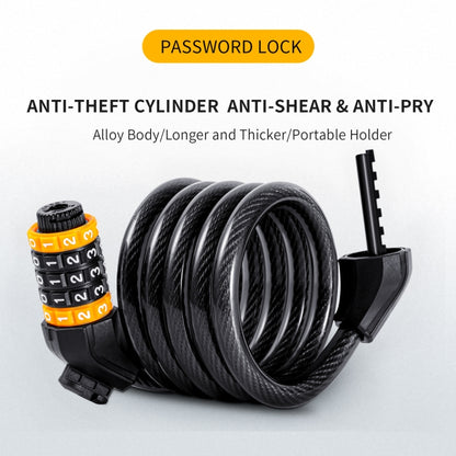 WEST BIKING YP0705061-0705062 Bicycle Password Lock Mountain Bicycle Strip Wire Anti-Theft Lock, 1.2M Four-digit, 1.5M Five-digit