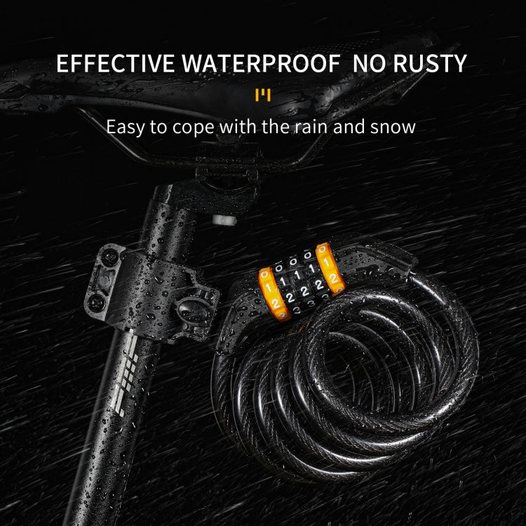 WEST BIKING YP0705061-0705062 Bicycle Password Lock Mountain Bicycle Strip Wire Anti-Theft Lock, 1.2M Four-digit, 1.5M Five-digit