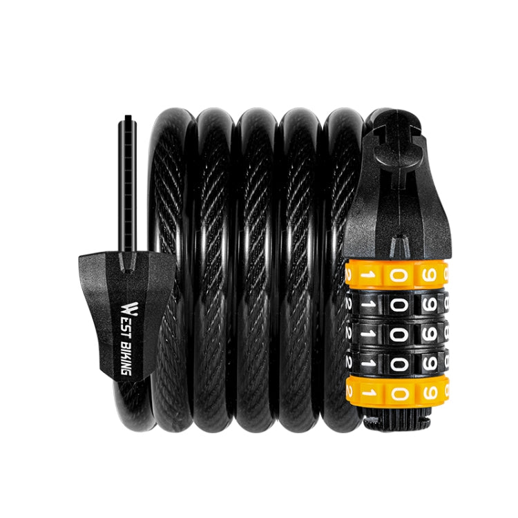 WEST BIKING YP0705061-0705062 Bicycle Password Lock Mountain Bicycle Strip Wire Anti-Theft Lock, 1.2M Four-digit, 1.5M Five-digit