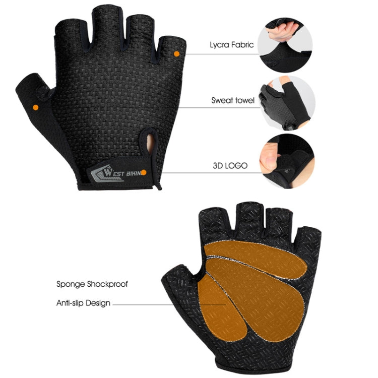 WEST BIKING YP0211218 Cycling Breathable Short Gloves Non-Slip Half Finger Gloves, M, L, XL, 2XL