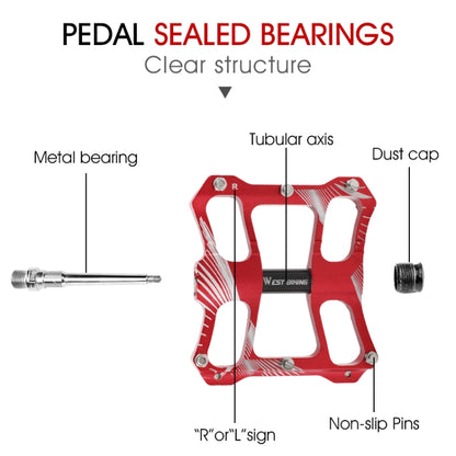 WEST BIKING YP0802080 Bicycle Aluminum Alloy Pedal Riding Foot Pedal Bicycle Accessories, YP0802080