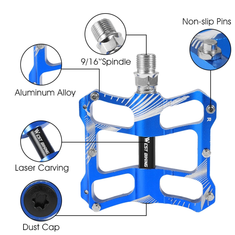 WEST BIKING YP0802080 Bicycle Aluminum Alloy Pedal Riding Foot Pedal Bicycle Accessories, YP0802080