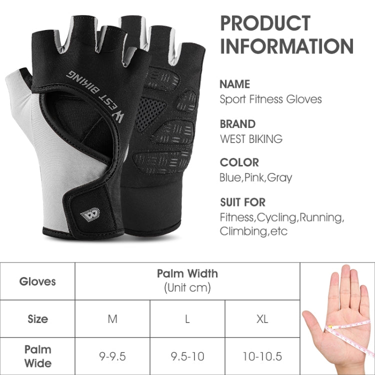 WEST BIKING YP0211217 Cycling Breathable Silicone Palm Gloves Fitness Training Wrist Guard Sports Gloves, M, L, XL