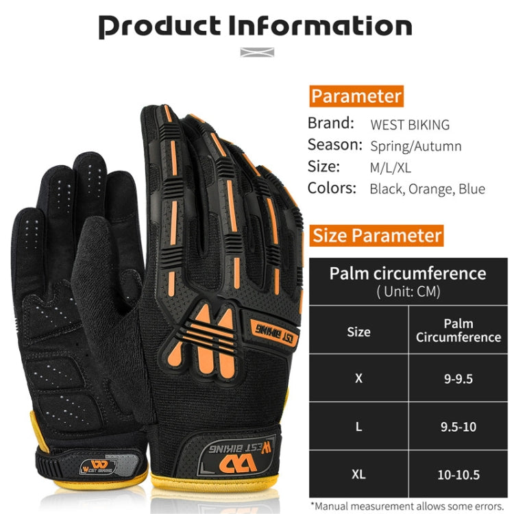 WEST BIKING YP0211208 Riding Gloves Motorcycle Bike Long Finger Non-Slip Touch Screen Gloves, M, L, XL