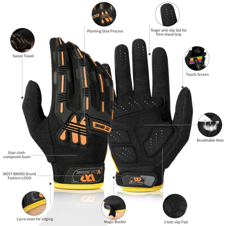 WEST BIKING YP0211208 Riding Gloves Motorcycle Bike Long Finger Non-Slip Touch Screen Gloves, M, L, XL