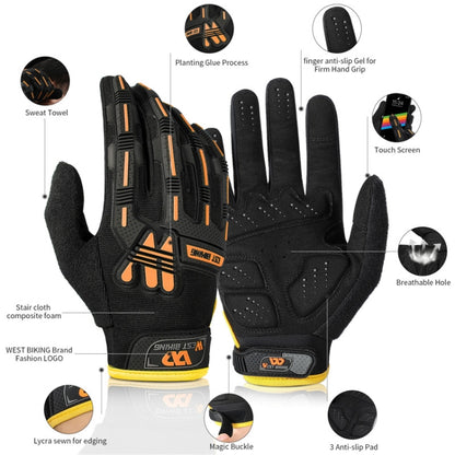 WEST BIKING YP0211208 Riding Gloves Motorcycle Bike Long Finger Non-Slip Touch Screen Gloves, M, L, XL